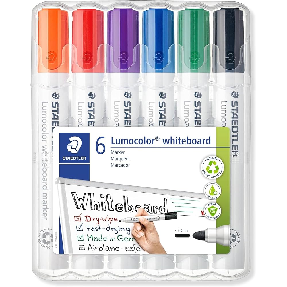 STAEDTLER (STAEDTLER) Whiteboard Marker, Almo Color, Square Core, Bold, 6 Colors, 351 B, WP6