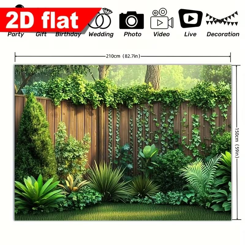 2D Rustic Wood Fence Full Ivy Mixed Greenery Forest Yard Backdrop
