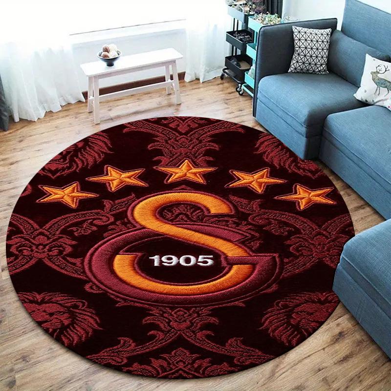 Galatasaray S Round Area Rug,Carpet Rug for Living Room Bedroom Sofa Playroom Decor,Non-slip Floor Mat