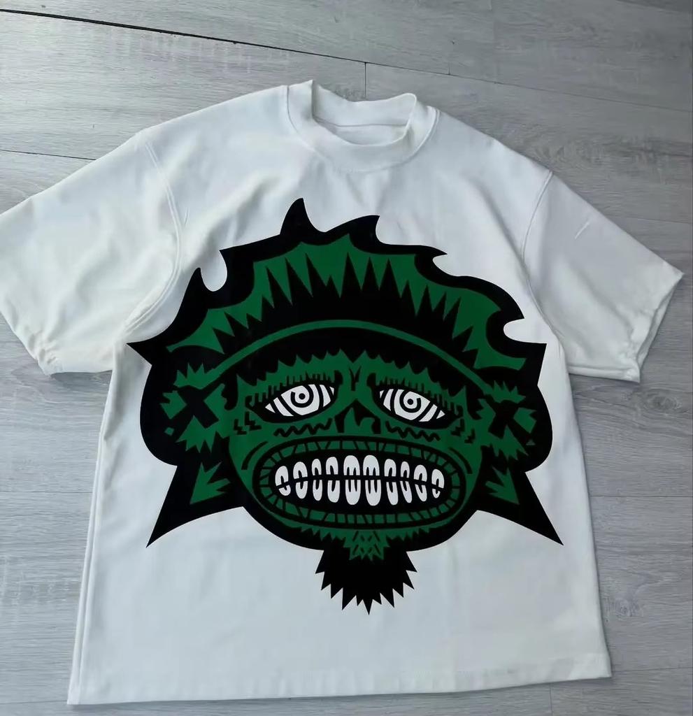 Y2k Harajuku Streetwear Men and Women Short Sleeved Fashion New Cartoon Print Design Shirt Retro Hiphop Trend Oversized Tshirt