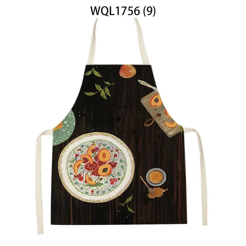 

Retro Flowers Printed Kitchen Apron Cartoon Girl Cooking Home Cleaning Tool Antifouling Aprons for Women Kids Baking Accessories 47x38cm