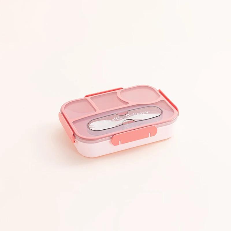 

1100 мл ланч-бокс для студентов, 4 отделения, пищевой пластик, герметичный, герметичный, офисный, легкоочищаемый, контейнер для еды Bento Box