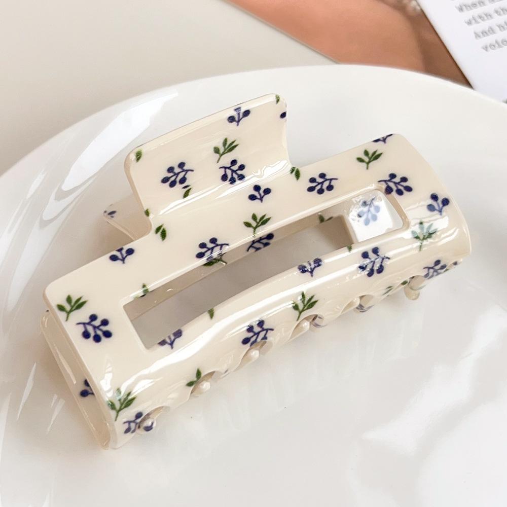 1 Stück Vintage Romantische Florale Quadratische Haarspangen - Rutschfeste Haarklammer für Dickes Haar, Frühlingsblumen Haaraccessoires Damen