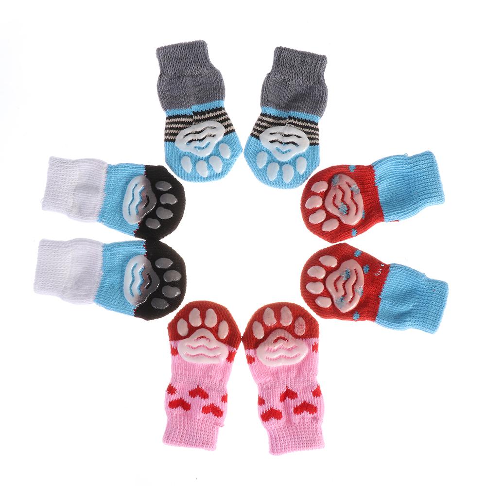 4Pcs/set Fashion Cats Shoe Pet Supplies Dog Shoes Puppy Boots Knitted Socks Anti-Slip