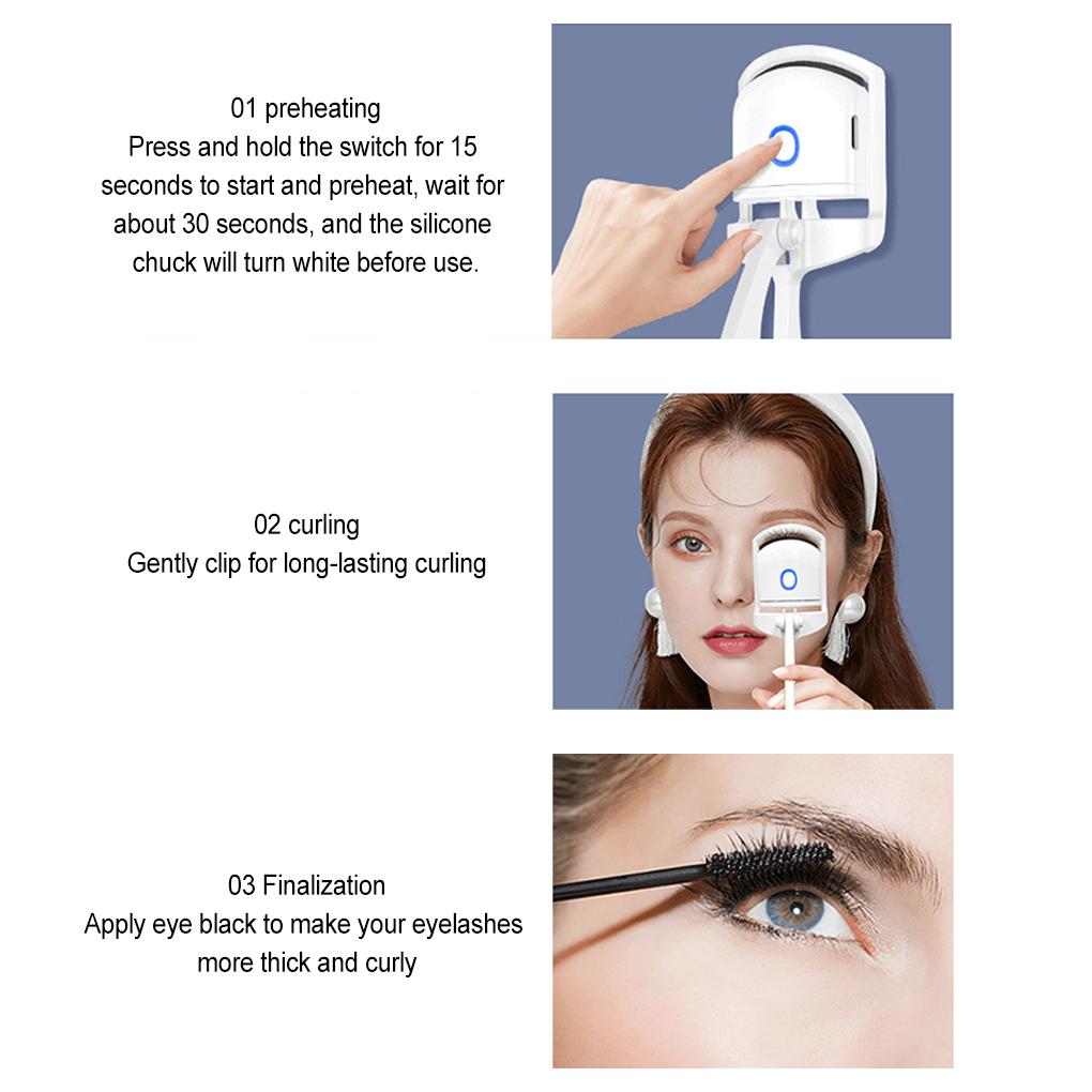 Fast Heating And Long-lasting Curling Electric Eyelash Clip Rechargeable Heated Eyelash Curler