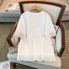 Plus Size Women's Loose Round Neck Mid-Length Short Sleeve T-shirt (Bust 150/160)