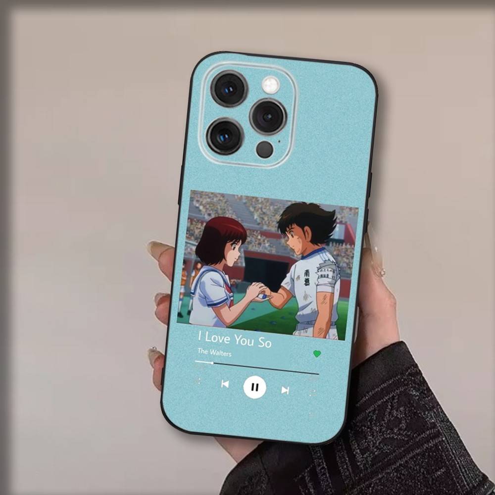 Custodia per Telefono Anime C-Captain T-Tsubasa Per iPhone 17,16,15,14,13,12,11,Pro,Max,Plus,Air,X,XS,XR,SE,8,7,Mini,Morbida Nera Funda