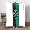 Plush Printed Blanket Borussia Monchengladbach Football Club Black Teal Vertical Stripes Centered B Diamond Minimalist Art Gift