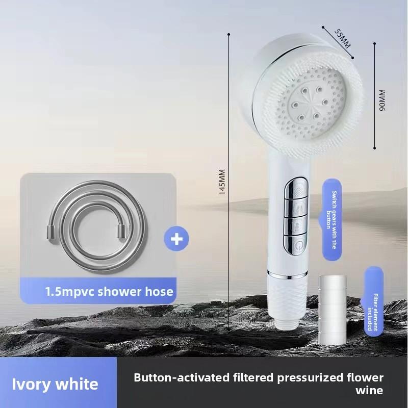Piano Pressure Boost Shower Head Multifunction Rain Spray For Home Bathing And Massage