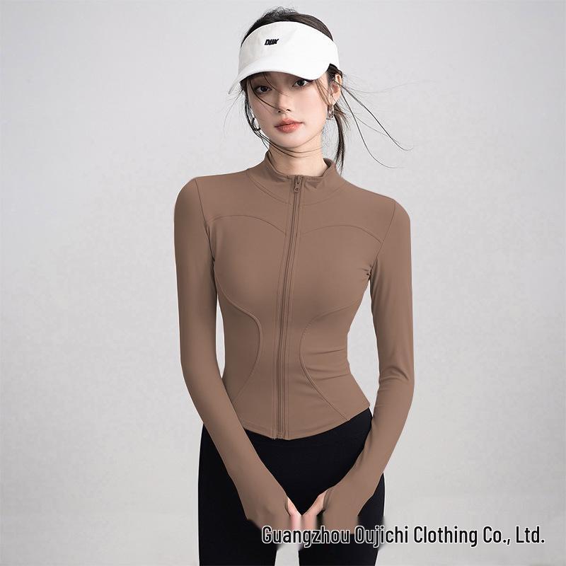 Jachetă de vară sportivă stil coreean pentru femei, protecție solară - Top yoga cu fermoar, croială slim
