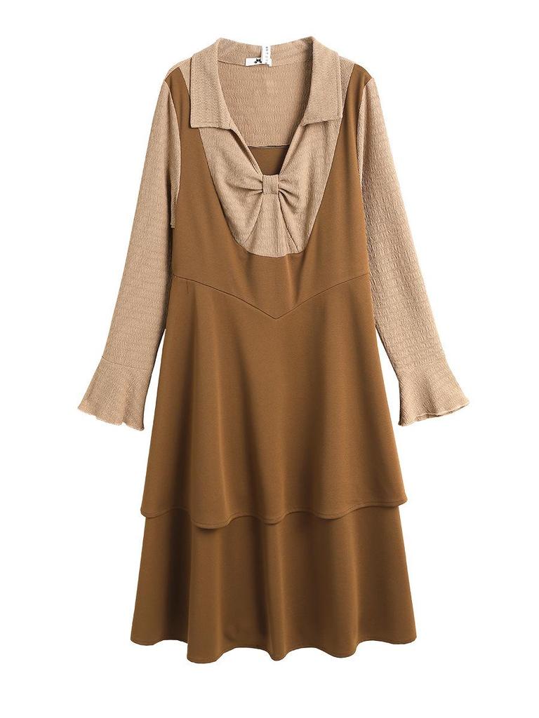 Plus Size Women's French Style Two-Piece Slimming Dress for Spring/Autumn