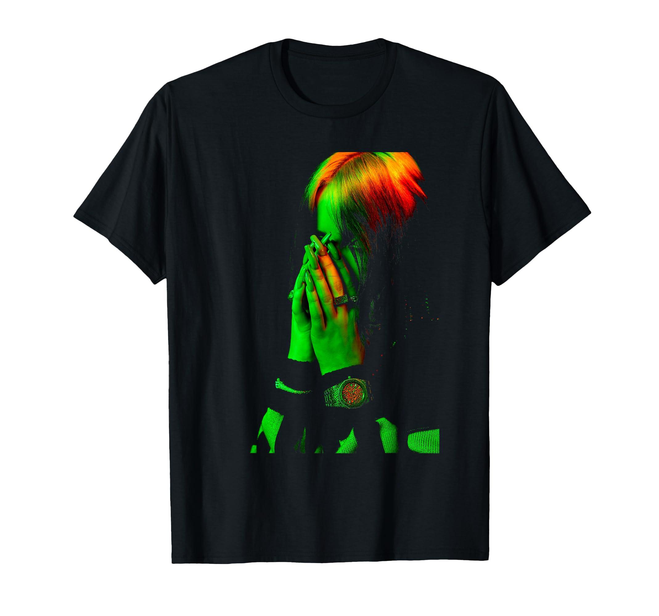Official Billie Eilish Hand Face Photo Black T-Shirt