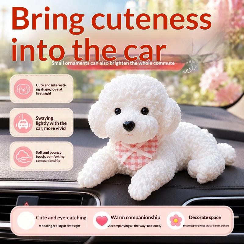 Cane Orsacchiotto Decorativo in Silicone per Auto Accessori Animali Domestici Simulati Supporto Gadget Console Centrale Decorazione Automobilistica Nuovo 1 Pz