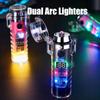 Rechargeable EDC Flashlight Portable Double Arc Lighters Keychain Light Outdoor Camping Hiking Gadgets Electric Lighter