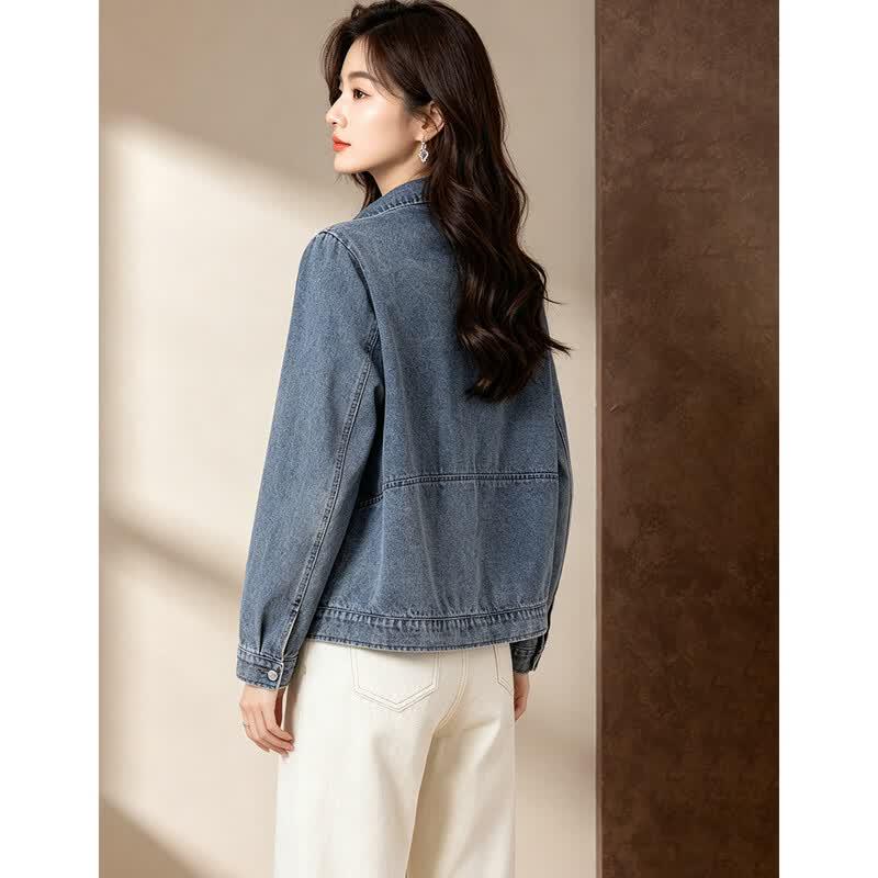 D.F.DEAR Women's Short Casual Denim Jacket