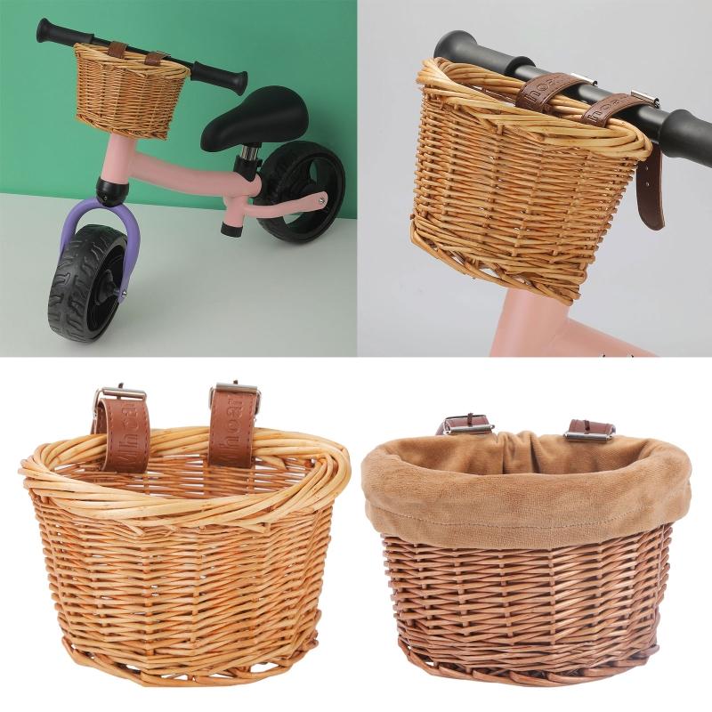 Bicycle Front Basket For Kids Bike Scooter Waterproof Durable Handmade Storage Basket Detachable Baggage Bag