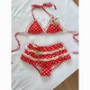 2026 New Bikini Set Cherry Pattern Three Pieces Beach Vacation Swimsuit Women's Cute Pure Desire Girl's Holiday Swimwear