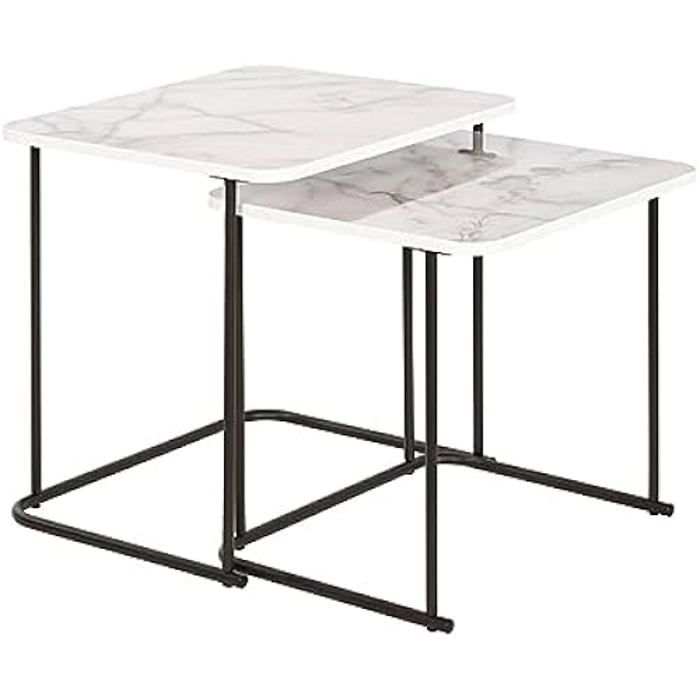 Tables - DKD Home Decor - Set of 2 - Metal and MDF - White and Black - 49 Cm High