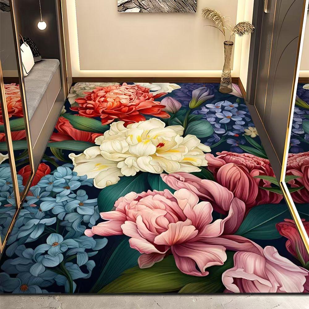3D Carpet Peony Flower Printed for Living Room Bedroom Rugs Carpets Study Floor Mat
