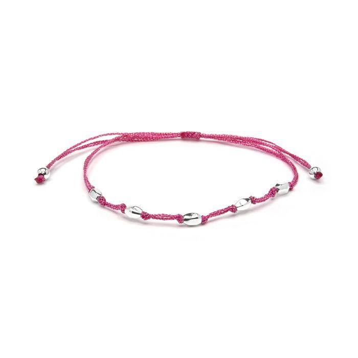 Bracelet Luxenter en coton rose avec finition en argent sterling 925 - Buawe