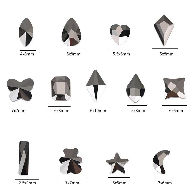 Mine Black Electroplating Color Nail Art Flat Bottom Jewelry Special-Shaped Diamond Diy Manicure Nail Ornament Nail Art Diamond