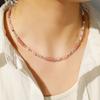 GEMCHIC Women's Irregular Pink Natural Stone Beaded Necklace Geometric Style Fashion Collarbone Chain