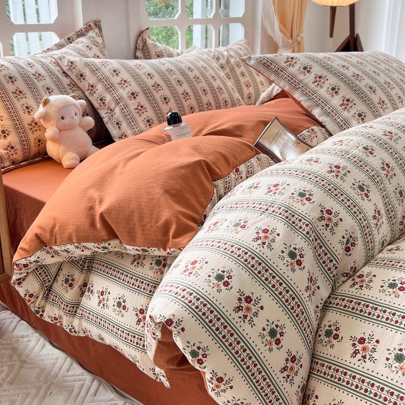 

Комплект из 4 предметов жаккардового цвета Чжу хлопка класса А для матери и младенца, свежая наволочка из голого хлопка, пододеяльник, общежитие, комплект из 3 предметов 1.2 m 3pc quilt 1.5*2m