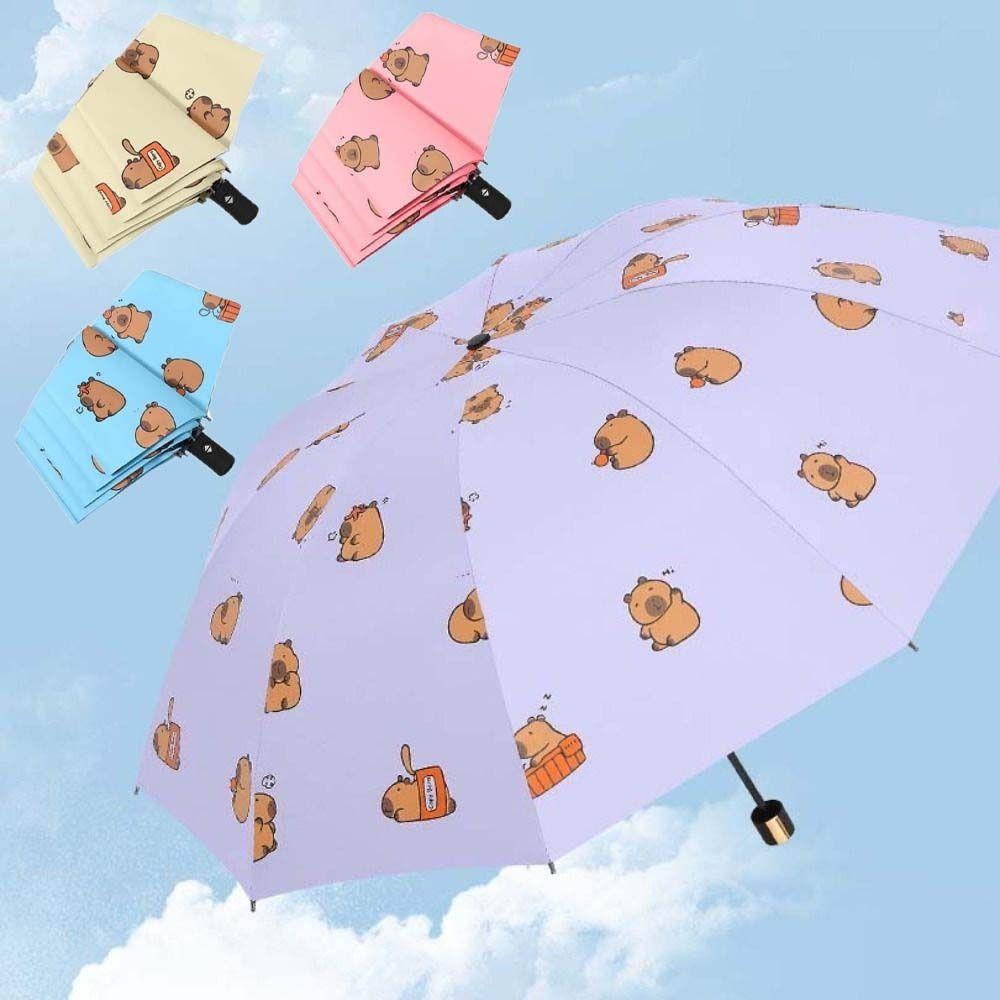 

Letter Capybara Automatic Umbrella Sun Protection Capybara Anti-UV Umbrella Students purple-hand