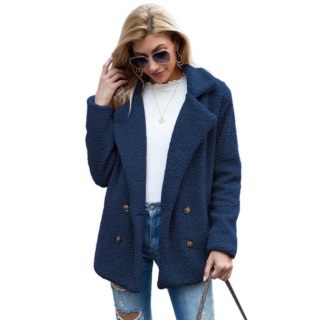 Plush Jacket, Lapel, Loose Fit, Woolen Sweater, Women's Casual Jacket