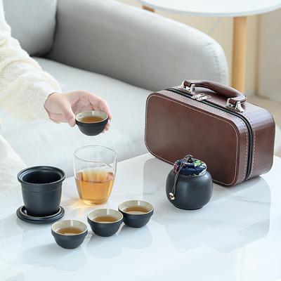 Tragbares Reise-Teeset, kleines Set, Outdoor-Teetasse, ein Kännchen, drei Tassen aus Glas-Express-Tasse, Teekannengeschenk