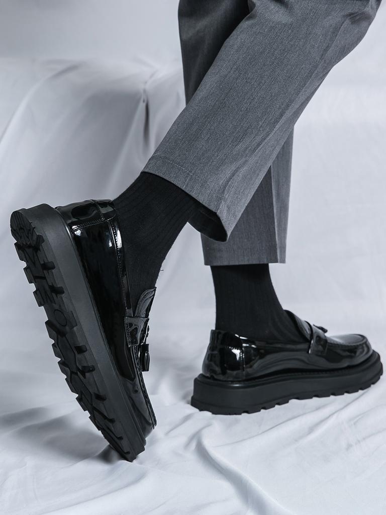 Original Design British Style Hombre Daily Dress Patent Leather Loafers For Men's Black Hight Quality Casual Slip-On Shoes