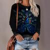Damen Herbst und Winter 3D-Druck Rundhals Langarm T-Shirt Mode Vielseitig Trend Atmungsaktiv Lässig