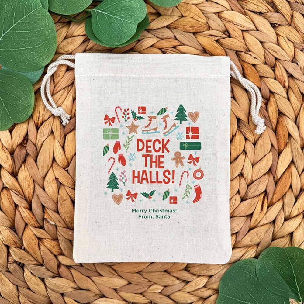 3Pcs Custom Christmas Party Favor Goodie Bags Drawstring Tote Holiday Swag Bag Wrapping Christmas Stocking New Year Santa Claus