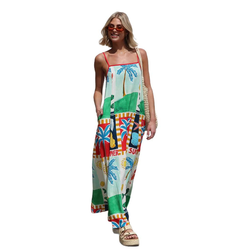 European and American Banquet Dress Dress, Large Skirt Tube Top, Sexy Fashion Split Print Dress for Women