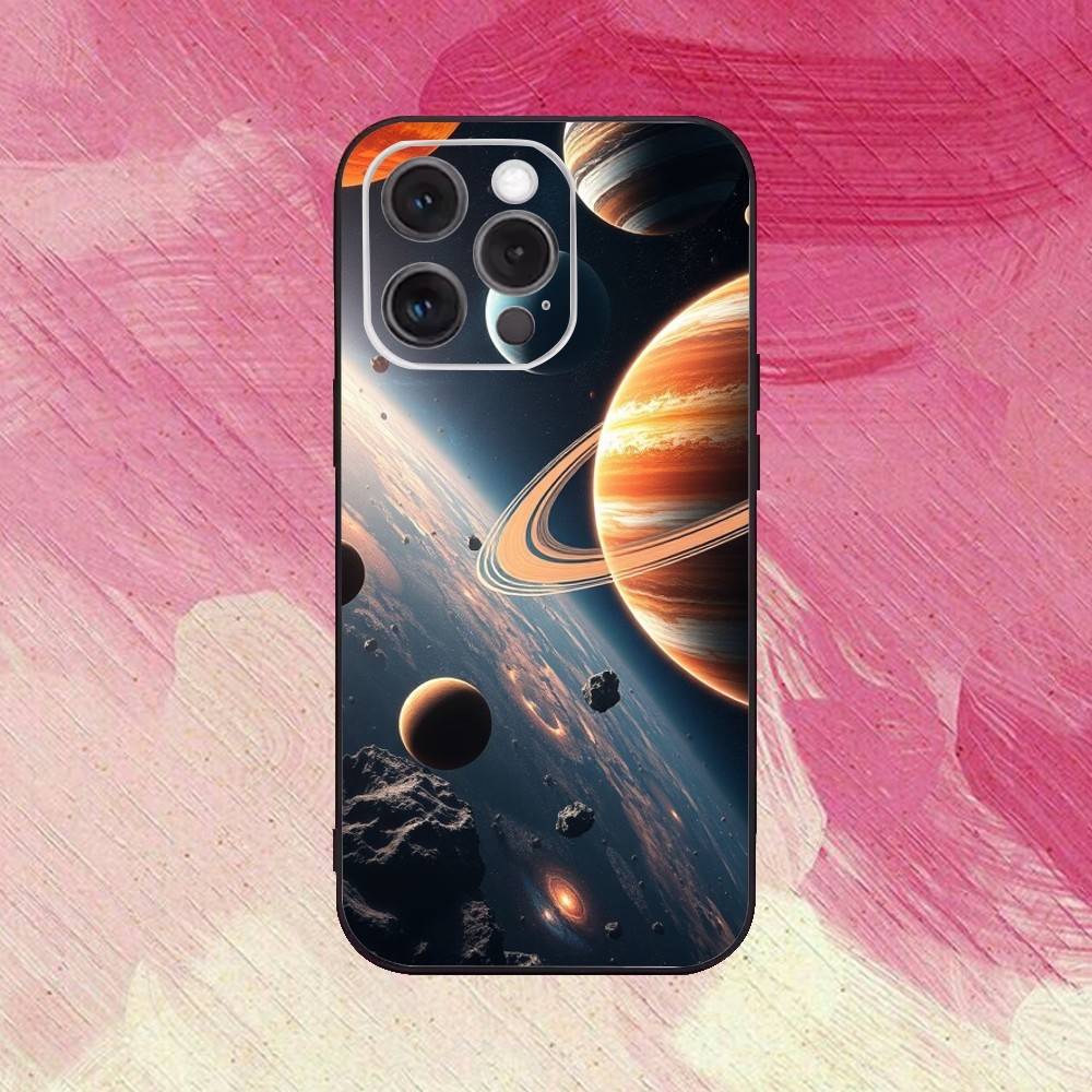 Universe planets  Phone Case  For iPhone17,16,15,14,13,12,11 Plus,Pro Max Soft Black Cover