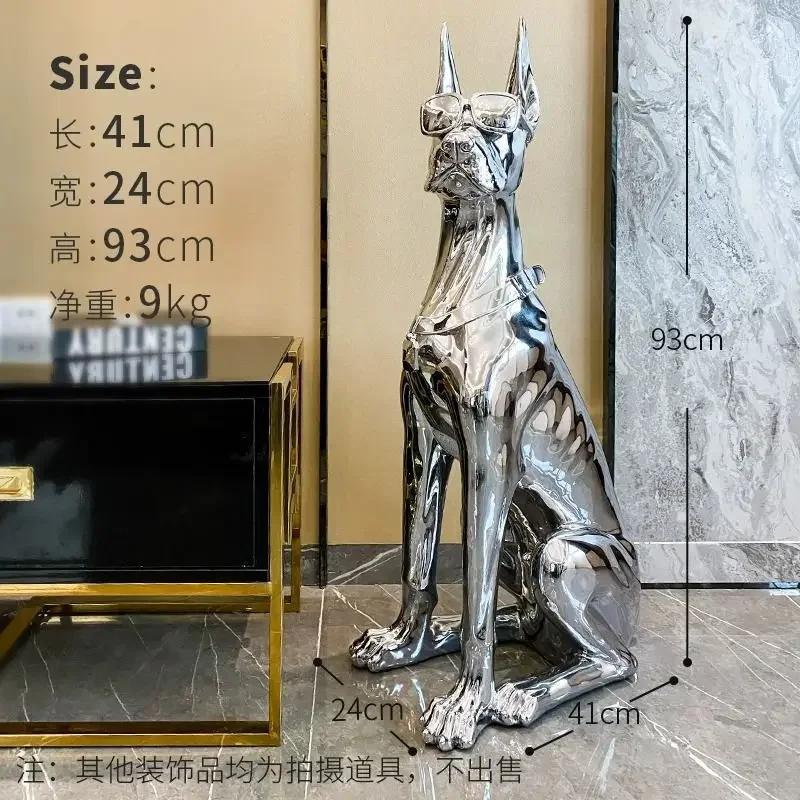 Home Decor Electroplate Resin Dog Sculpture Ornaments Large Landing Home Living Room Decoration Statues European Style Creative