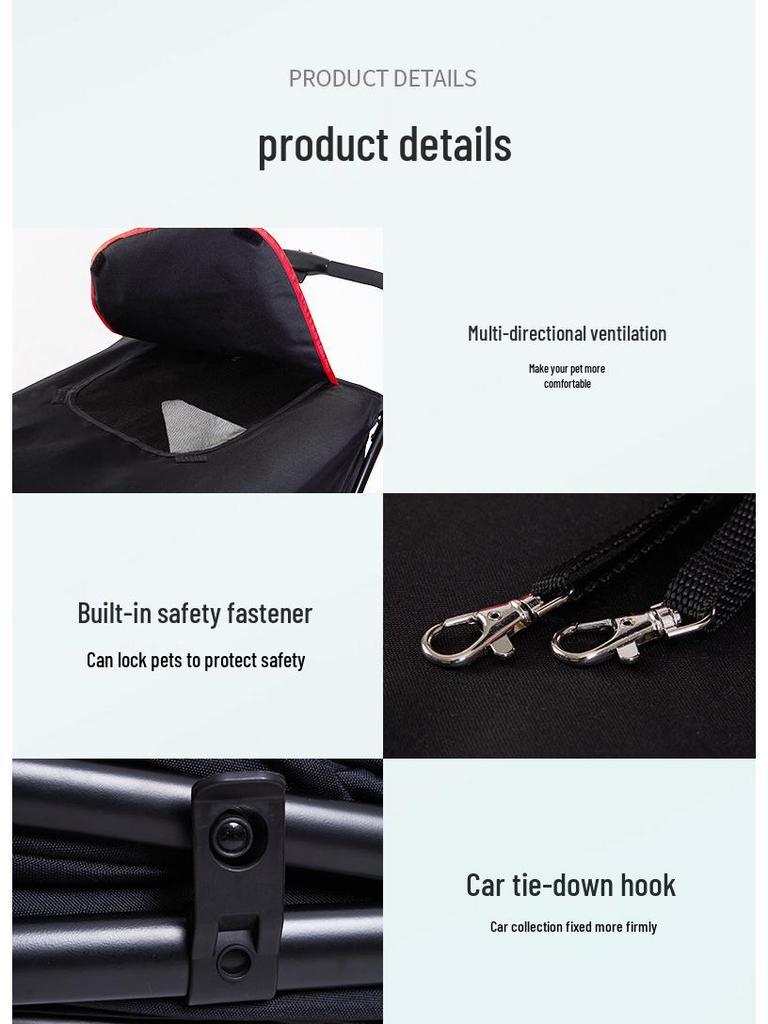 Foldable Large-Space Pet Stroller for Large Breed Dogs & Cats