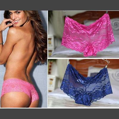 Übergröße Spitzen-Halbhüft-Slips für Damen - Ultradünn, Semitransparent, Pfirsich-Hüften-Design, Schritt aus reiner Baumwolle.