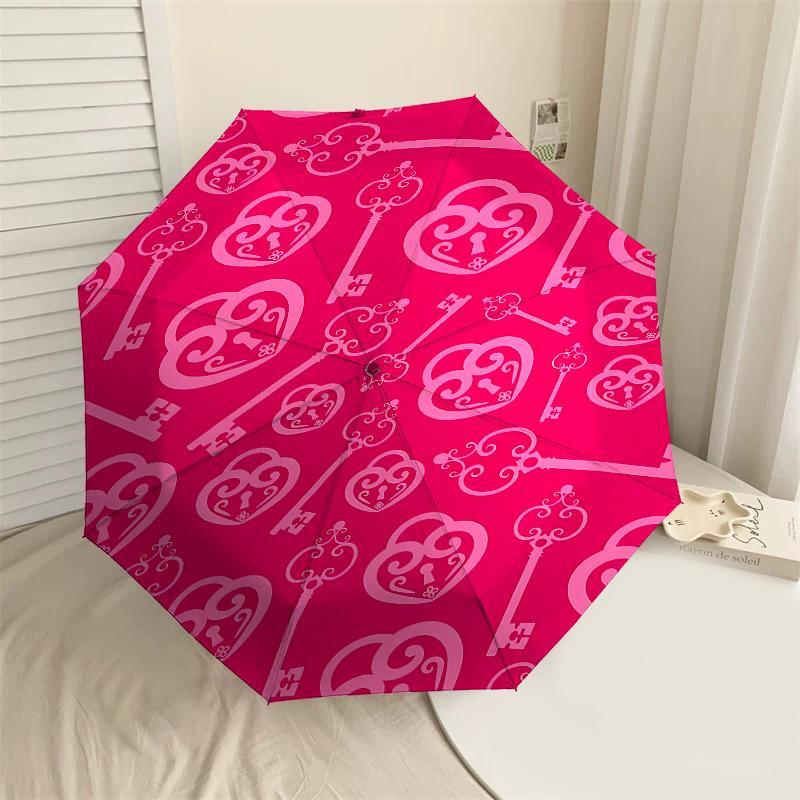 

1PC Key HeartUmbrella-8-Rib Reinforced, Automatic Open, Lightweight & Durable, Cute Fashion Accessory for Outdoor-P170