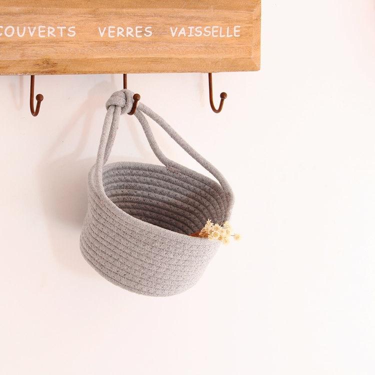 Storage Basket Household Cotton Woven Finish Basket Nordic Small Hanging Basket Cotton Rope Storage
