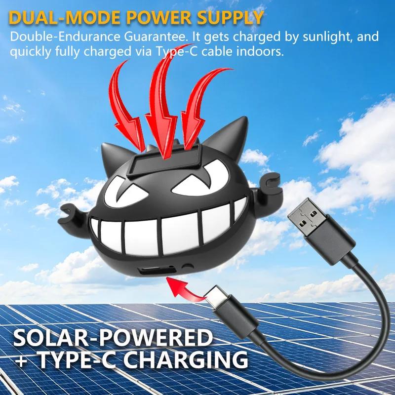 Kebidu Solar‑Powered Car Devil Light, RGB LED Decor Lamp, Type‑C Rechargeable Suction Cup Car Window Ornament Light
