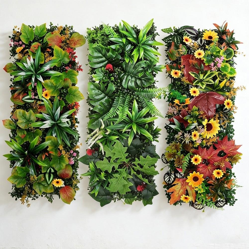 Realistic Artificial Plant Grass Wall Ivy Vibrant Greenery Faux Jungle Grass Panel Rattan Leaves Branches