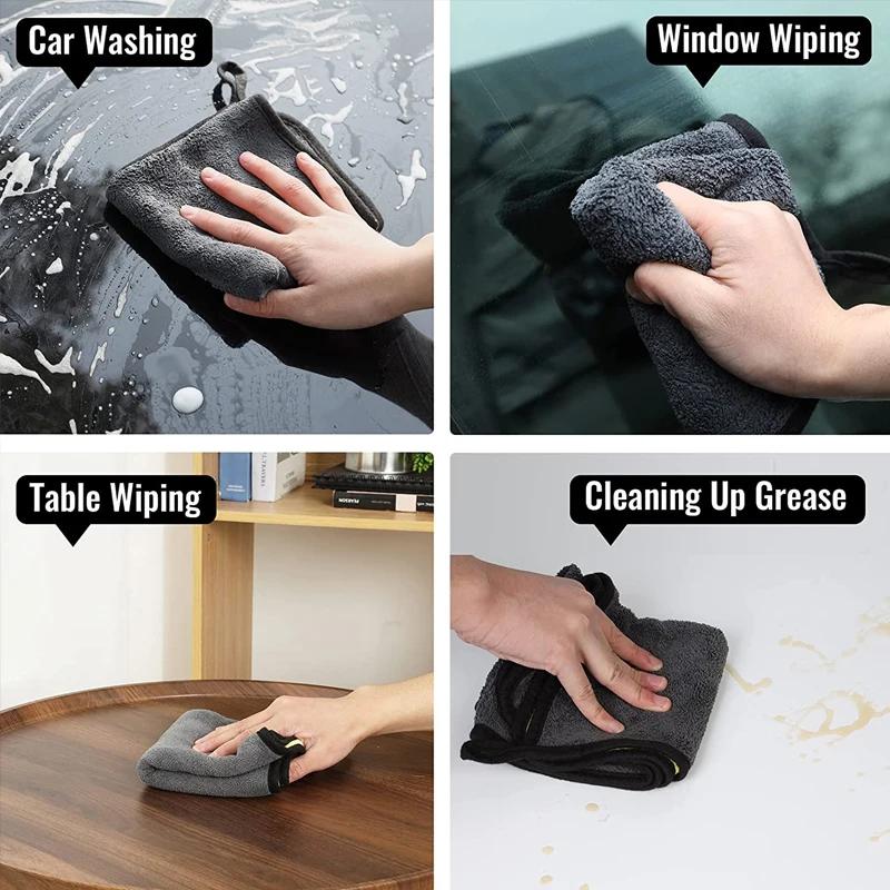 10/5/3/1pcs Thicken Microfiber Car Cleaning Towels Soft Quick Drying Windows Mirrors Wiping Rags Home Double Layer Clean Cloths