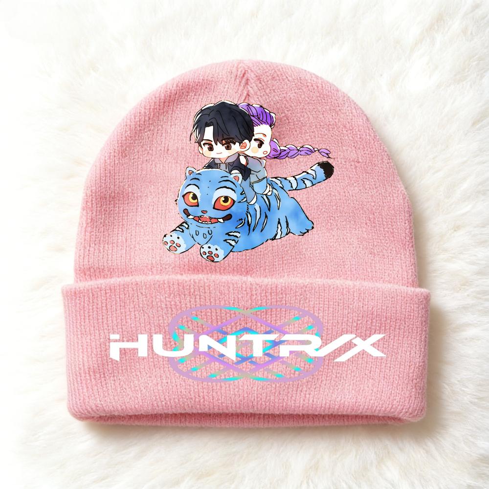 Berretto lavorato a maglia per bambini con stampa Anime Kpop Demon Hunters, Filato di lana, Stagione autunnale, Stagione fredda, Cappello alla moda per bambini, Copricapo, Abbigliamento
