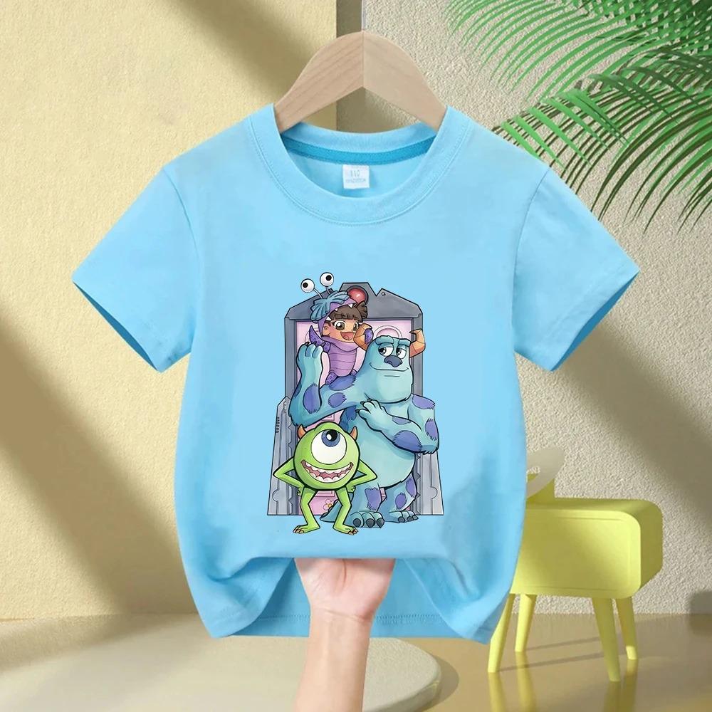 2026 Cartoon Movie Monsters Inc Printed Tshirt Harajuku Boys Girls Kid Summer New Casual Short Sleeve Y2K Top