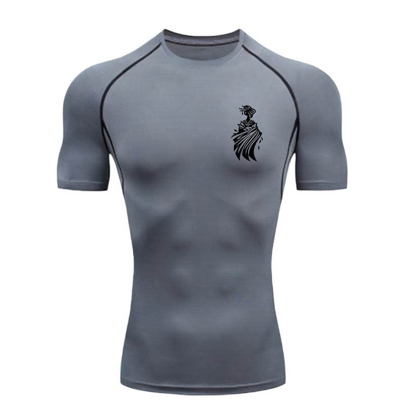 Blue Fox Pattern  Men's Sports T-shirt Training Fitness Compression Workout T-Shirt Rashgard Tops T-Shirt for Men