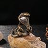 Antique Bronze Cobra Boa Snake Statue Miniature Figurines Copper Zodiac Animal Desk Decorations Tea Pets Ornaments Brass Crafts