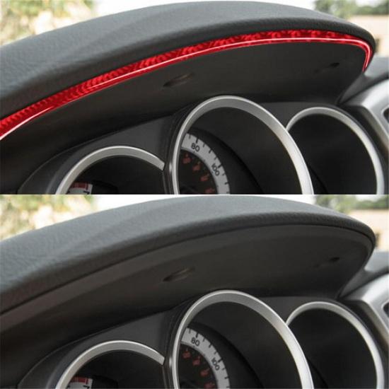 Red Carbon Fiber Interior Top Of Speedometer Cover Trim Strip For Toyota Tacoma