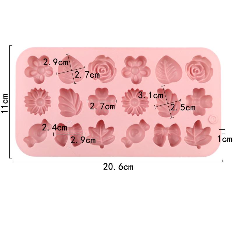 18Holes 3D Silicone Mold Daisy Tulip Flower Design Jelly Ice Pudding Soap Fondant Chocolate Cake Decorations Baking Tool Leaf