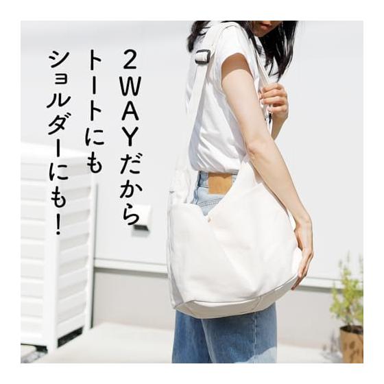 Pieka Women's Canvas Tote Bag, Large Capacity Shoulder Bag for Work and School, 4 Pockets, Zipper Closure, Simple L Size, Wide Strap, 4 Inner Pockets
